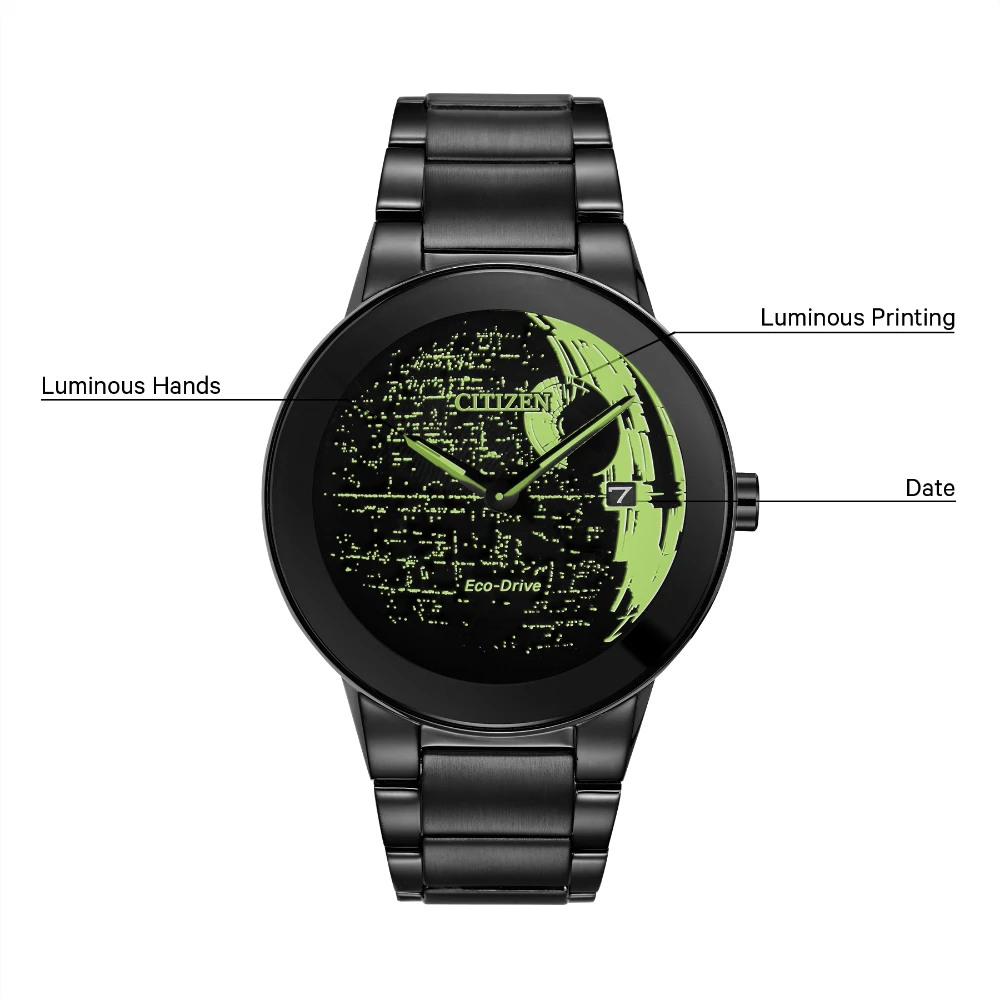 Death Star Black Dial Stainless Steel Bracelet AU1067-52W | CITIZEN